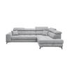 ECKSOFA mit Schlaffunktion und Bettkasten, Luxus-Mikrofaser - Hellgrau/Schwarz, Textil/Metall (198/282cm) - ed exciting design