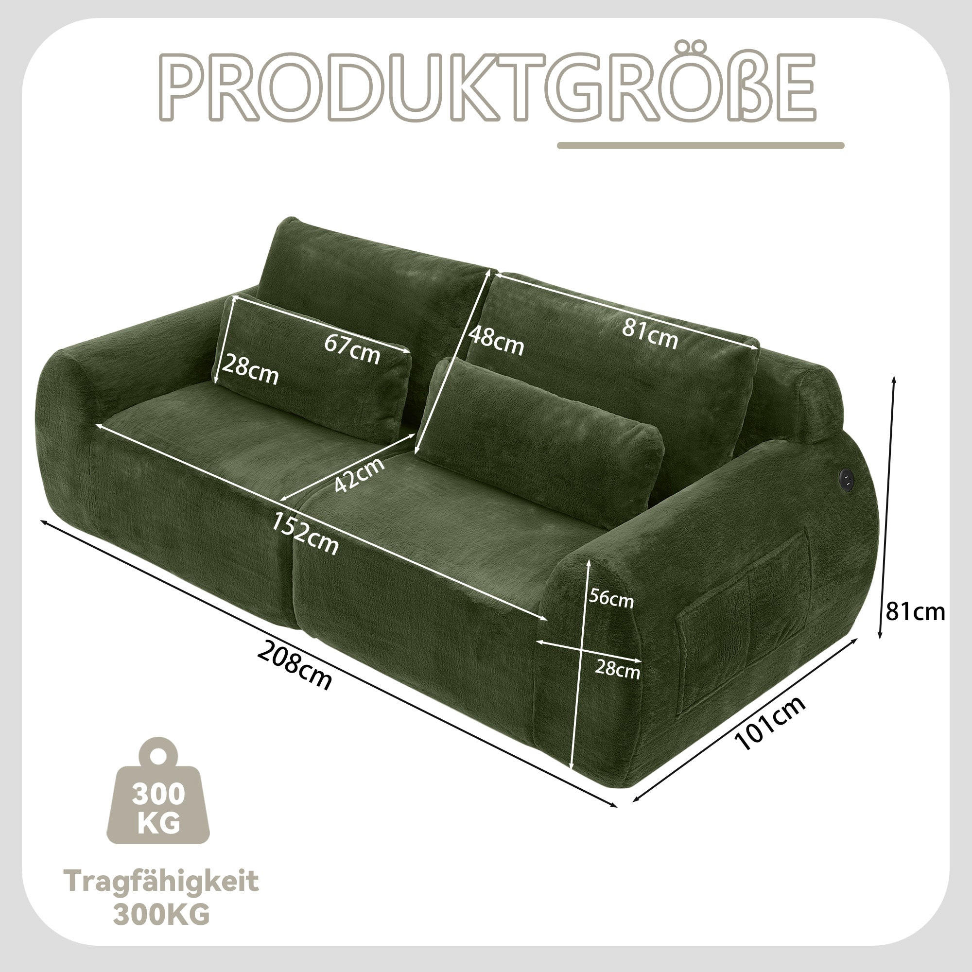 Urban Meuble 2-Sitzer Grün 101x81x208 cm