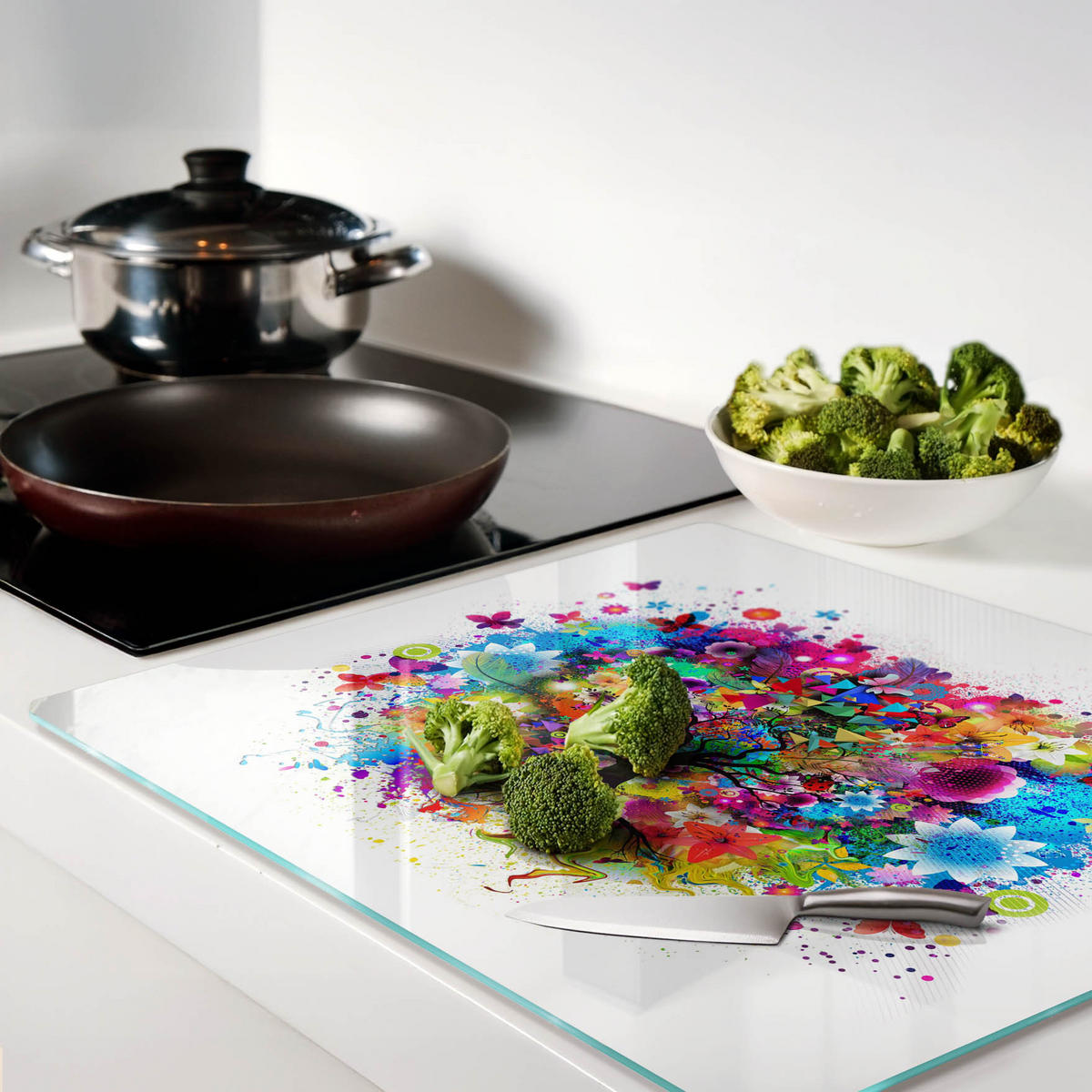 GLASPLATTE 60x52 cm Bunter Baum - Multicolor, Glas (60/0.4/52cm) - TULUP