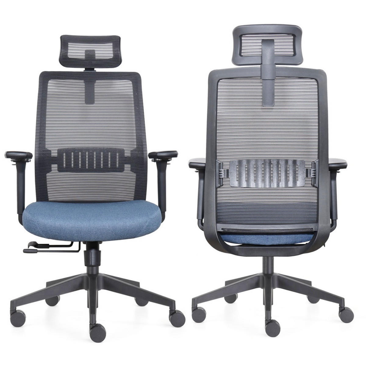 BÜROSTUHL Napoli Deluxe 4D - NEN-EN 1335 - Blau - Blau/Schwarz, Textil (70/118/62cm) - Sedero