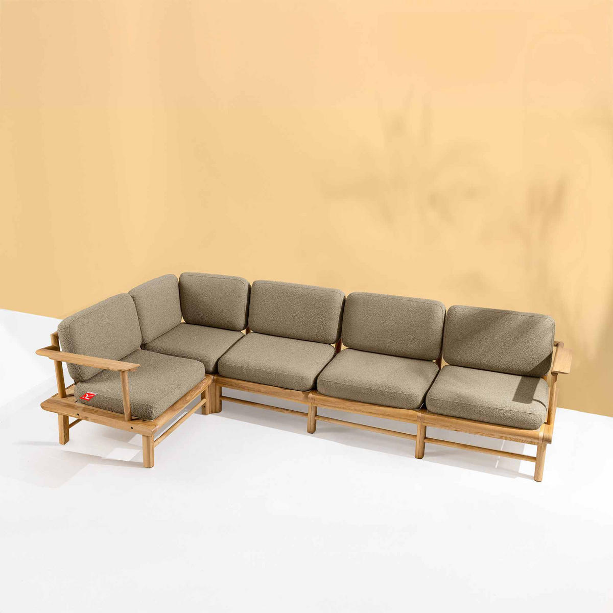 LOUNGESOFA ATREDA links - Beige, Holz/Textil (300/80/160cm) - KONSIMO®