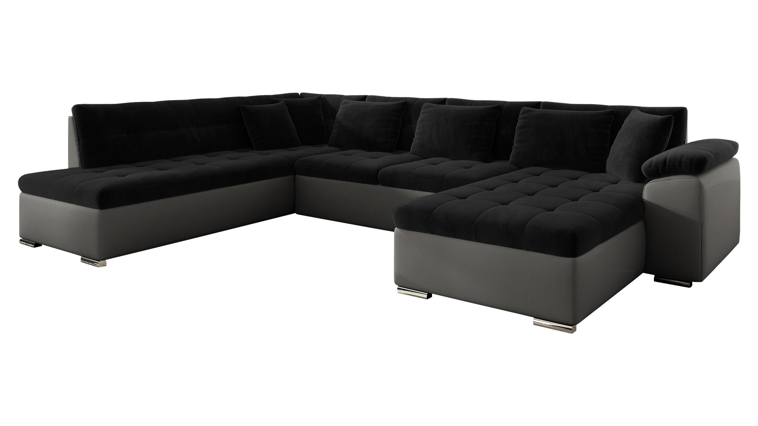WOHNLANDSCHAFT Niko Bis, Seite: Rechts - Anthrazit, Holz/Textil (348/76/205cm) - MIRJAN24