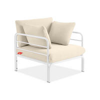 GARTENSESSEL RAMBE inkl. Auflagen, Stahlgestell, Modern, Weiß/Cremeweiß - Creme/Weiß, Textil/Metall (79/80/80cm) - KONSIMO®