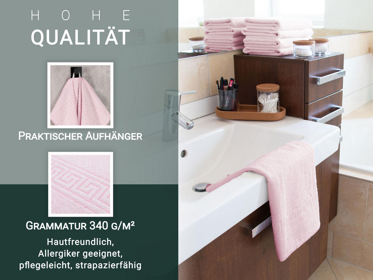 HANDTÜCHER, 10er-Set, 50x100 cm, 70% Baumwolle, 30% Polyester, Rosa - Rosa, Textil (50/100cm) - Zollner
