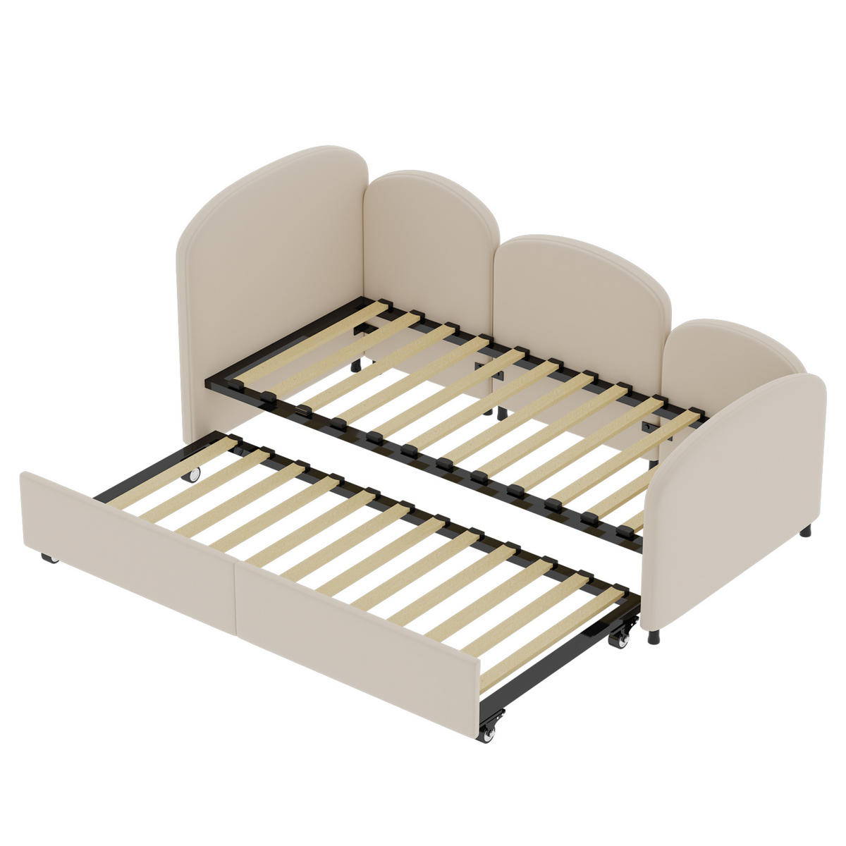 KINDERBETT in Blütenform mit Schublade 90x200 cm Samt Beige - Beige, Metall (90/200cm) - Meubliv