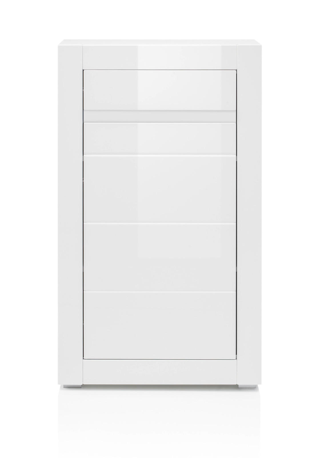 KOMMODE Hochglanz weiß Stone Design grau, 66 x 112 cm - Weiß Hochglanz/Weiß, Holzwerkstoff (66/112/35cm) - Furn.Design