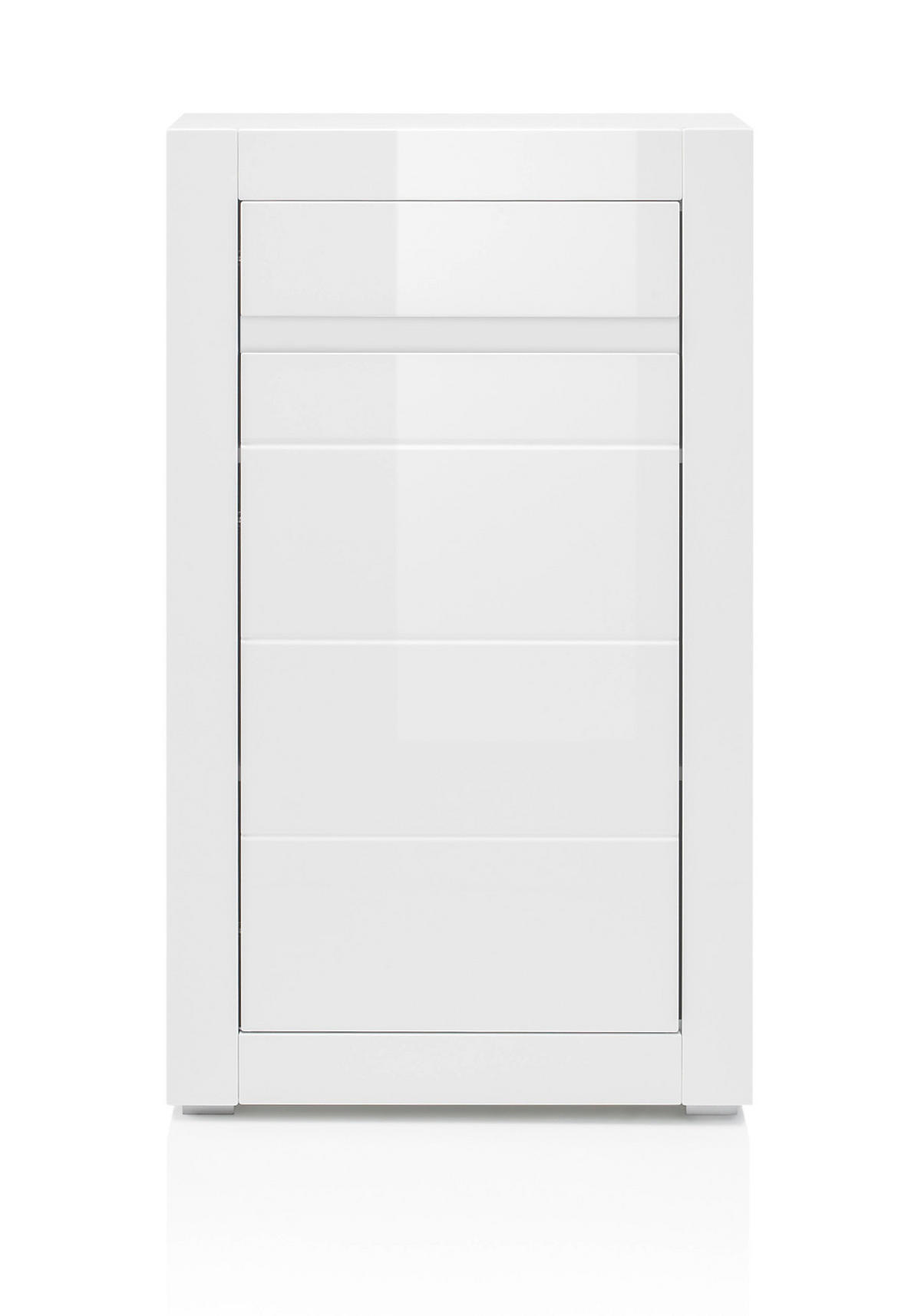 KOMMODE Hochglanz weiß Stone Design grau, 66 x 112 cm - Weiß Hochglanz/Weiß, Holzwerkstoff (66/112/35cm) - Furn.Design