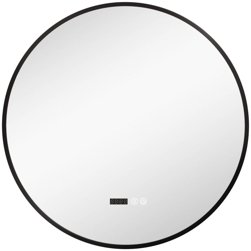 BADEZIMMERSPIEGEL,EINSTELLBARER Helligkeit,Touch-Schalter,70cm Durchmesser,schwarz - Schwarz, Glas (3/70/70cm) - Vallsero