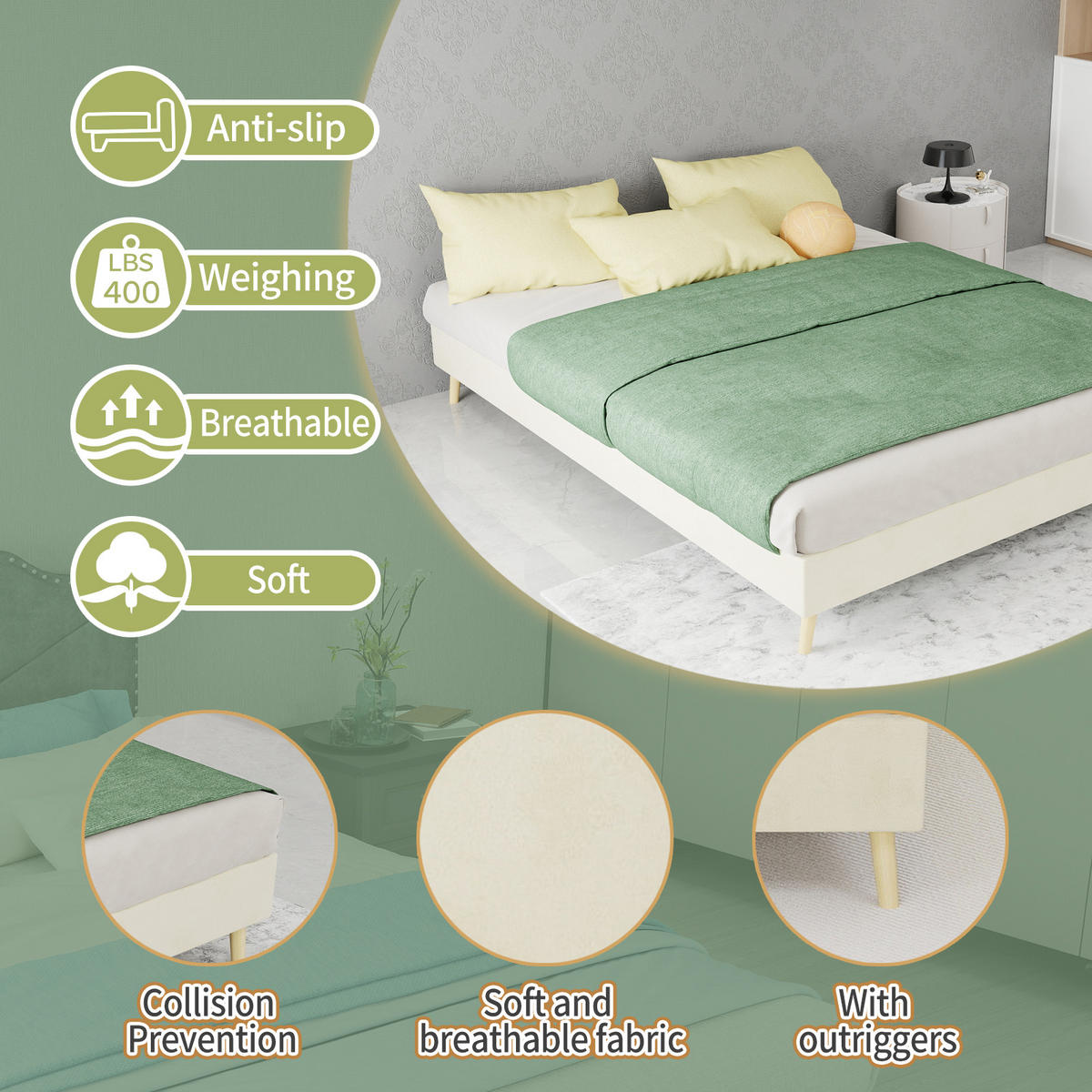 POLSTERBETT 140/200 cm DE-35470 mit Samtbezug Beige - Beige, Metall (140/200cm) - ComfortXL