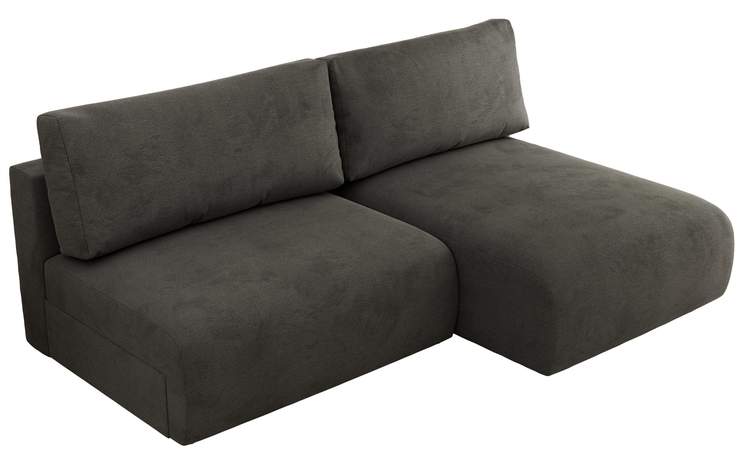 ECKSCHLAFSOFA VIVO L Dunkelgrau Velvet - rechts - Dunkelgrau/Schwarz, Kunststoff/Textil (150/223cm) - MKS