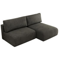 ECKSCHLAFSOFA VIVO L Dunkelgrau Velvet - rechts - Dunkelgrau/Schwarz, Kunststoff/Textil (150/223cm) - MKS