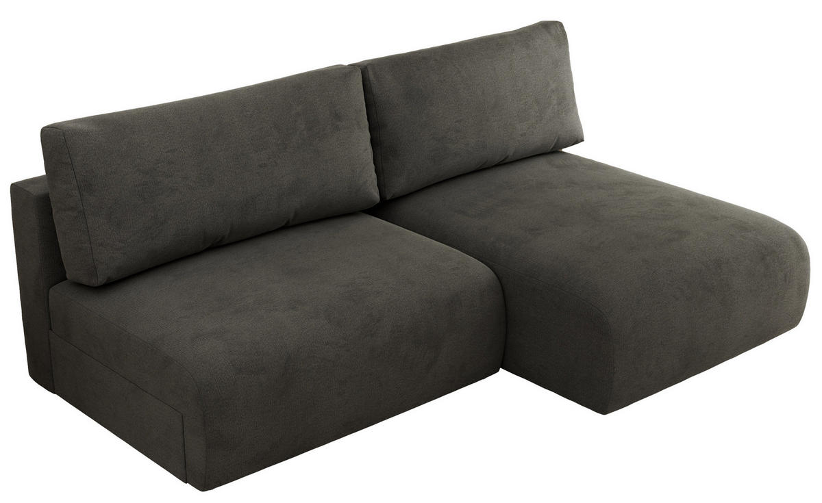 ECKSCHLAFSOFA VIVO L Dunkelgrau Velvet - rechts - Dunkelgrau/Schwarz, Kunststoff/Textil (150/223cm) - MKS