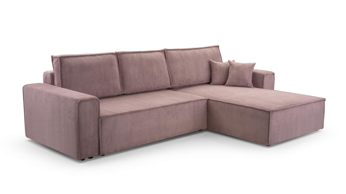 ECKSOFA XL ANGO Cord Altrosa - Schwarz/Altrosa, Kunststoff/Textil (287/188cm) - Luxkor24