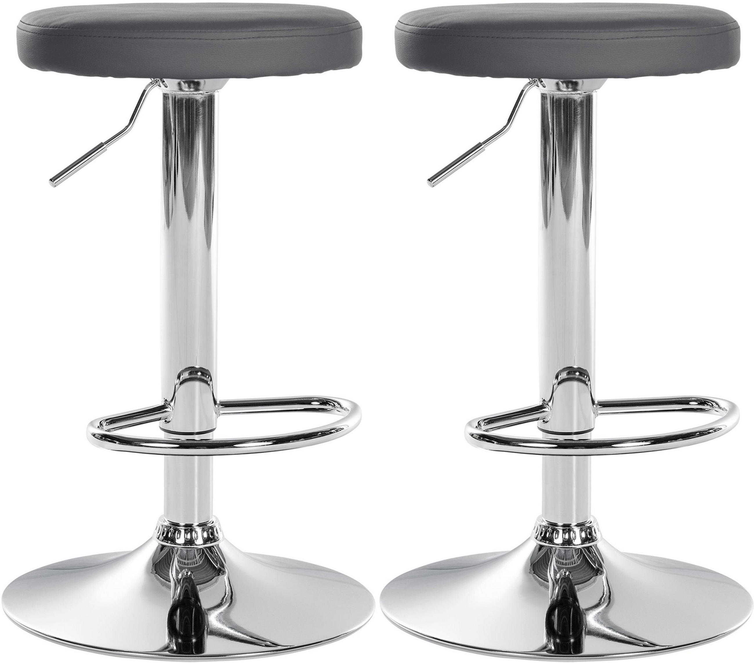 BARHOCKER 2er Set Pontius Kunstleder chrom grau - Chromfarben/Grau, Kunststoff/Metall (38.5/81/38.5cm) - TPFLiving