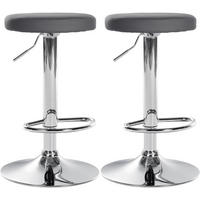 BARHOCKER 2er Set Pontius Kunstleder chrom grau - Chromfarben/Grau, Kunststoff/Metall (38.5/81/38.5cm) - TPFLiving