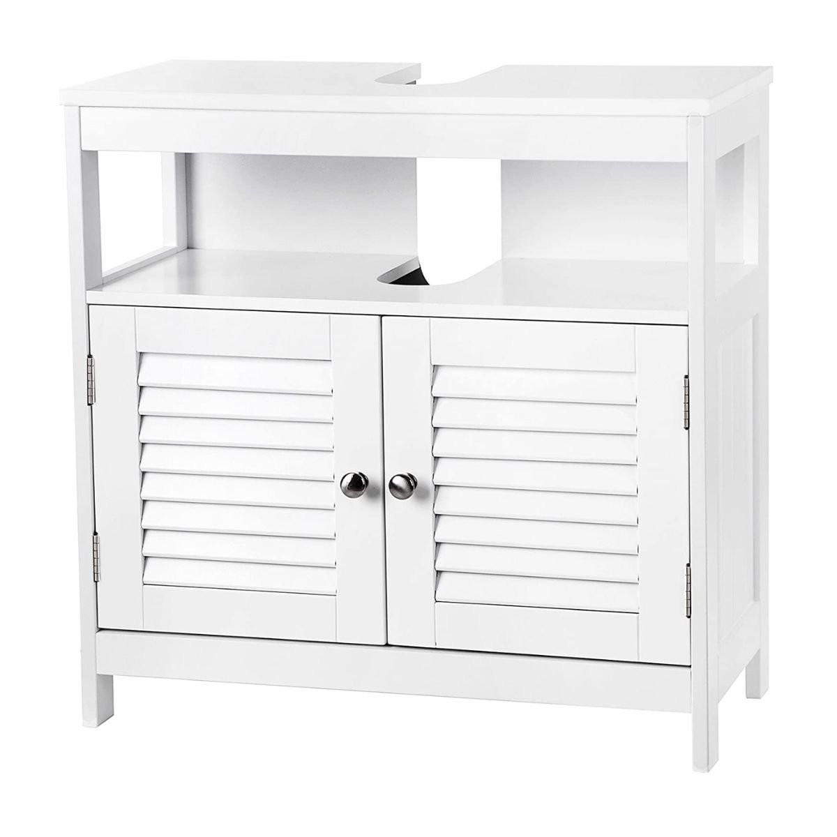 WASCHTISCHUNTERSCHRANK weiß 2 Türen 1 Nische L60cm - Weiß, Holzwerkstoff (30/60/60cm) - Calicosy