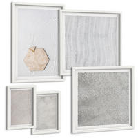 BILDER SET 5er Set - 50x50 cm & 20x30 cm & 40x60 cm Weißer Rahmen - Leichte Boho-Sandtexturen - Weiß, Kunststoff (40/60cm) - TULUP