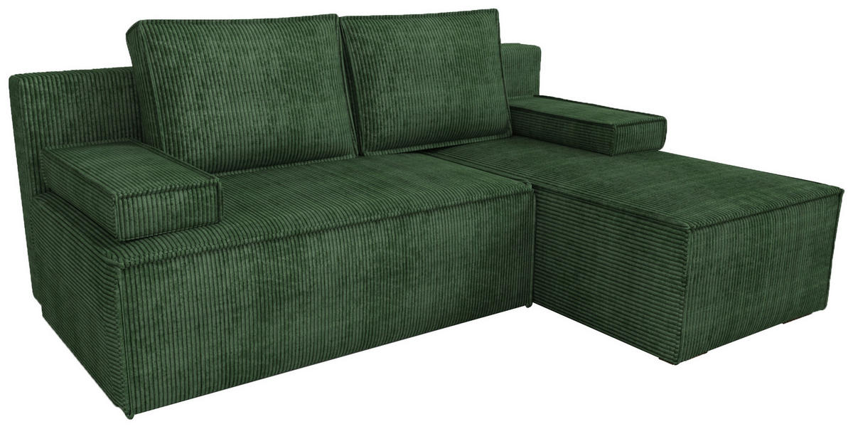 ECKSOFA Caspar mit Schlaffunktion Grün Cord - Grün, Textil (200/141cm) - Bromarkt
