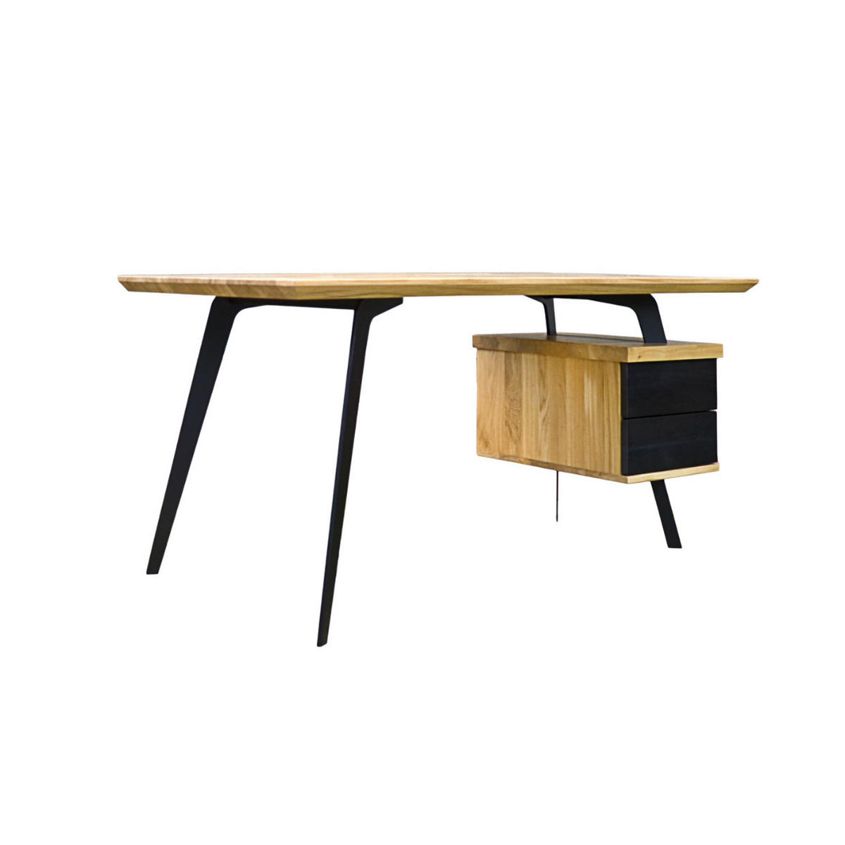 SCHREIBTISCH aus Eichenholz auf Metallbeinenfürs Büro VITA II - Eichefarben, Holz (80/160/75cm) - Rawood Furniture