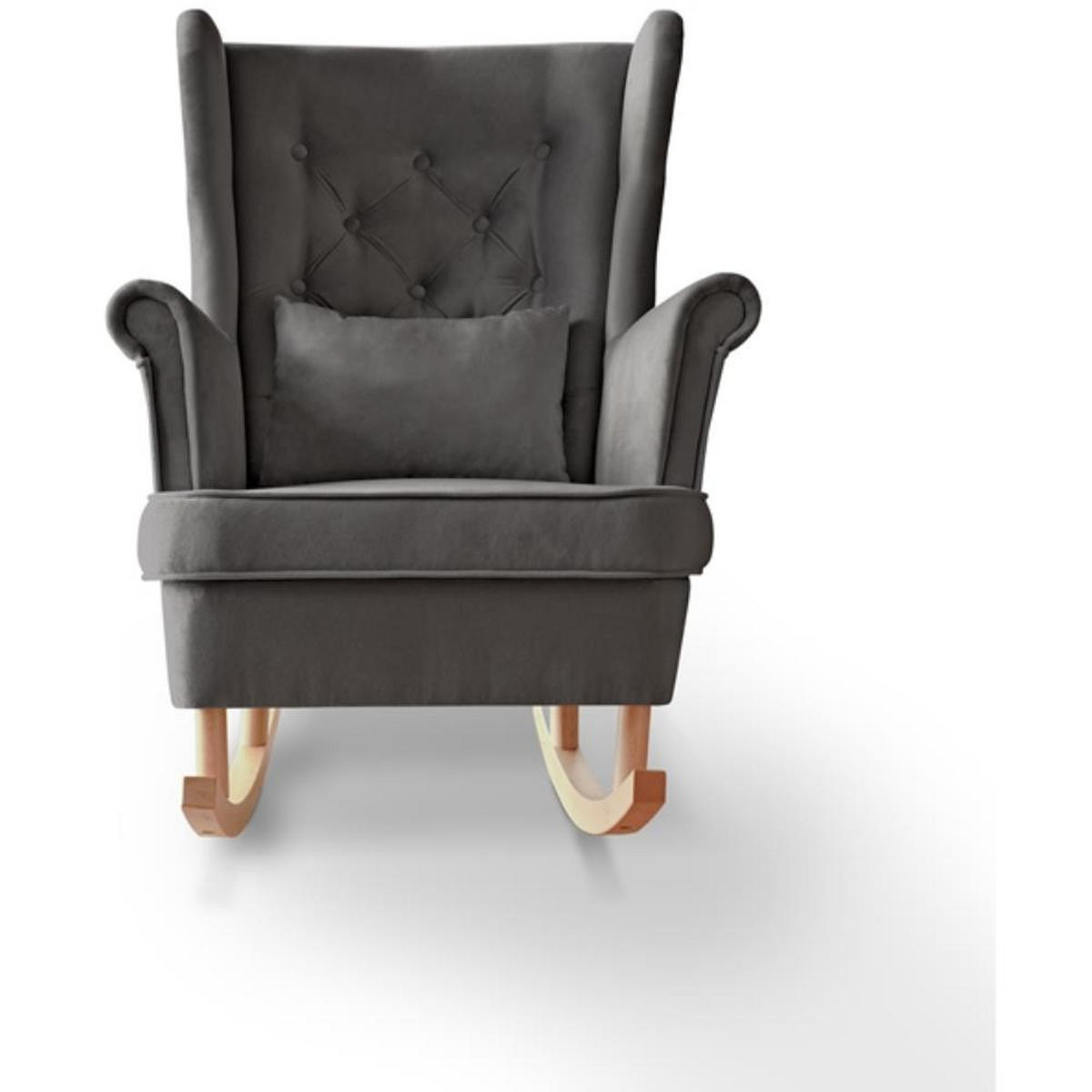 SCHAUKELSTUHL Fabio grau mit Buchenbeinen - Buchefarben/Grau, Textil (82/103/108cm) - Beautysofa