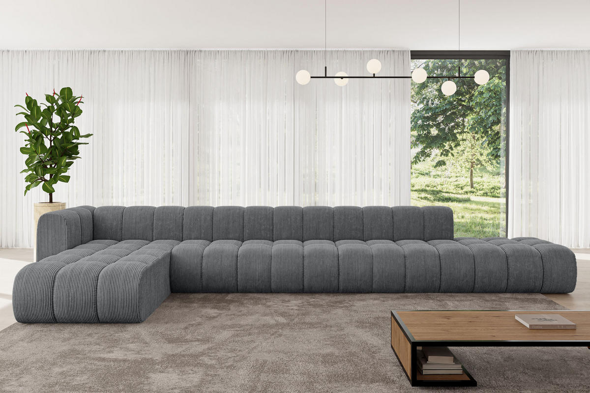 ECKSOFA modulares Sofa Zuvon-L3 - 478x177x70 cm Dunkelgrau - Dunkelgrau, Holzwerkstoff/Textil (478/177cm) - ALTDECOR
