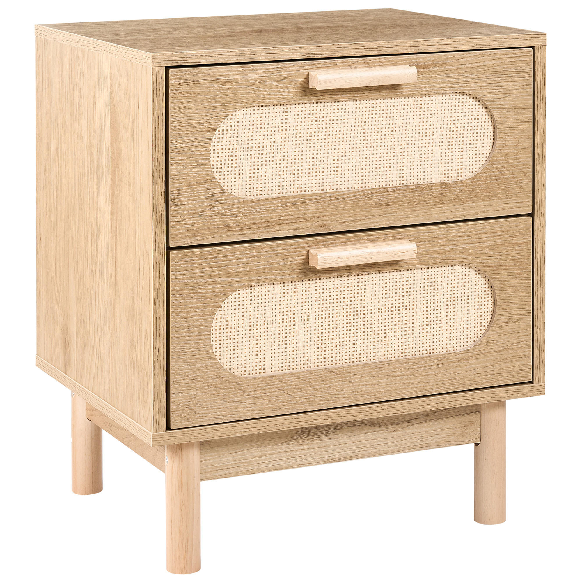 NACHTTISCH mit 2 Schubladen Hellbraun Costello - Hellbraun, Holzwerkstoff (40/48/59cm) - Beliani