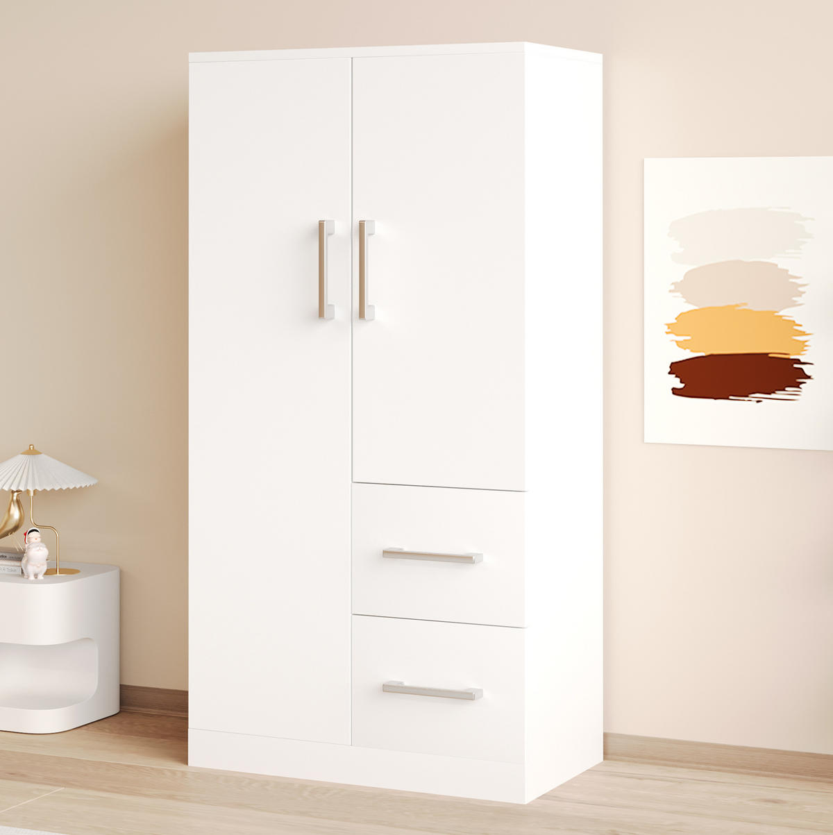 KLEIDERSCHRANK 70 x 40 x 135 cm aus Holz mit Schubladen, Weiß - Weiß, Holz (40/135/70cm) - OKMYHOME