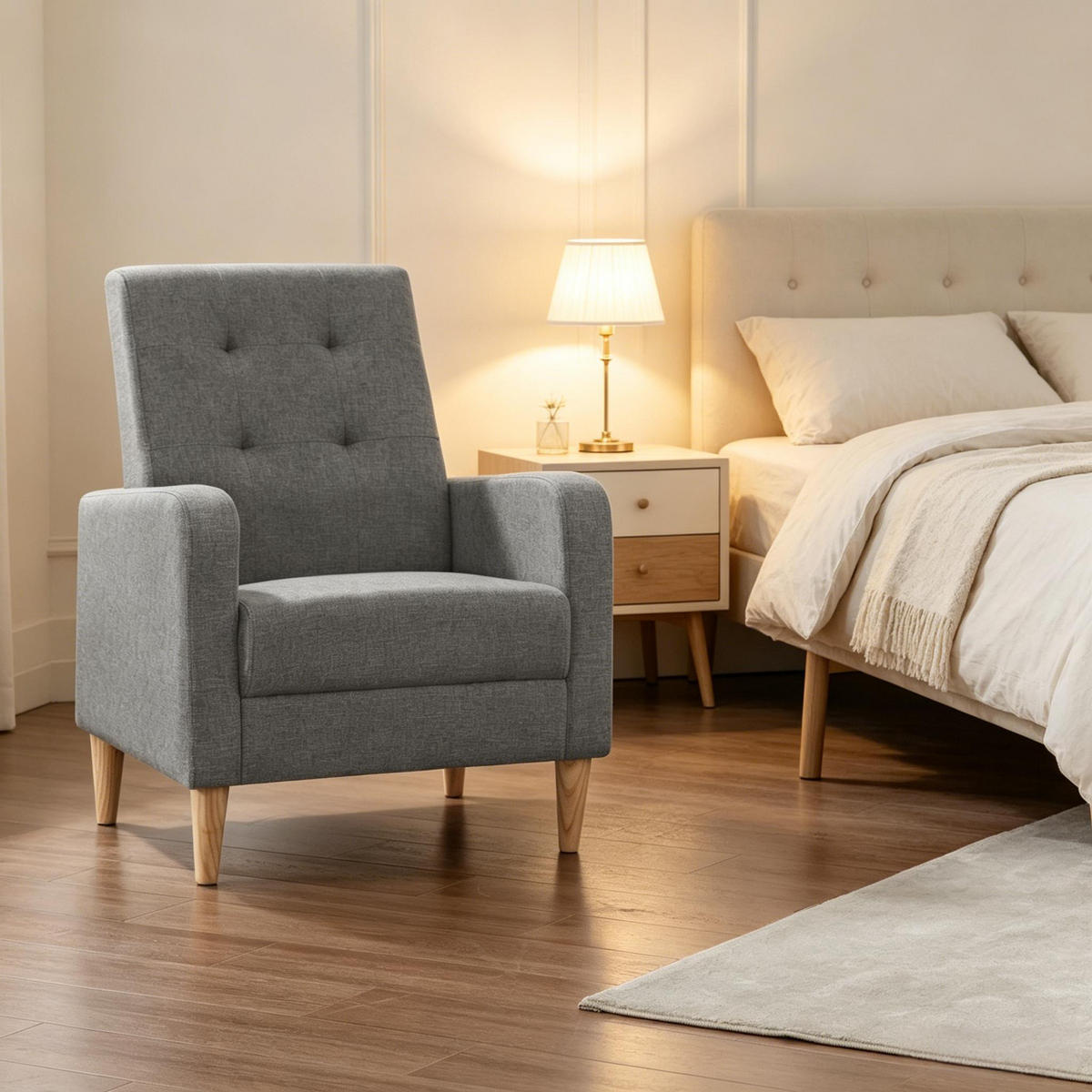 SESSEL 1-Sitzer mit hoher Rückenlehne, DE-42157, Dunkelgrau - Dunkelgrau, Holzwerkstoff (61/90.5/54cm) - ComfortXL