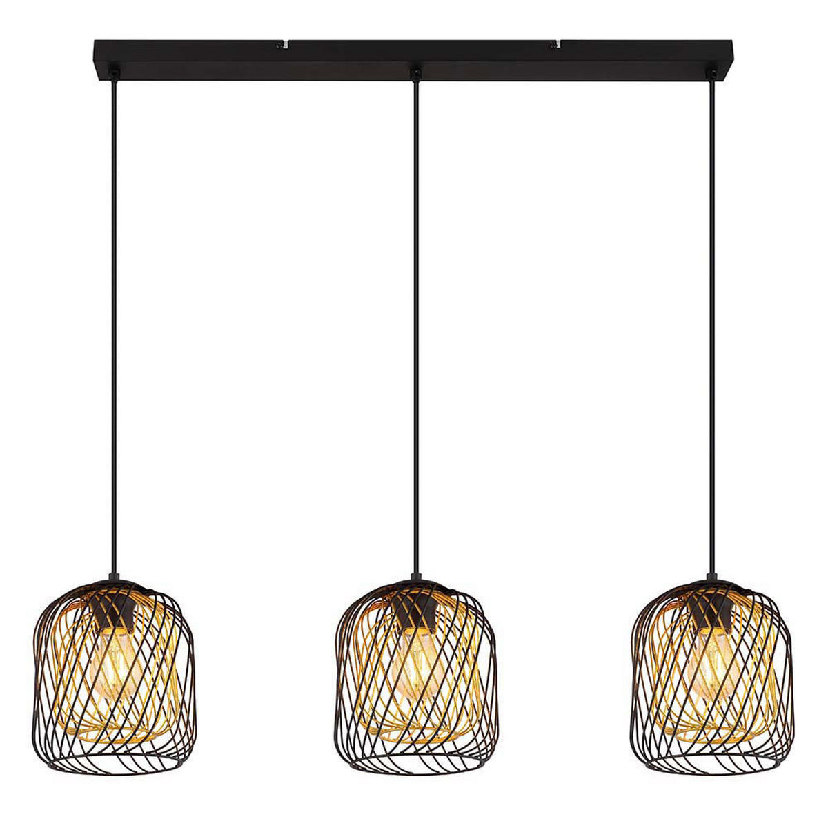 LED HÄNGELEUCHTE Schwarz Gold Metall - Schwarz, Glas (84/18/150cm) - Globo Lighting