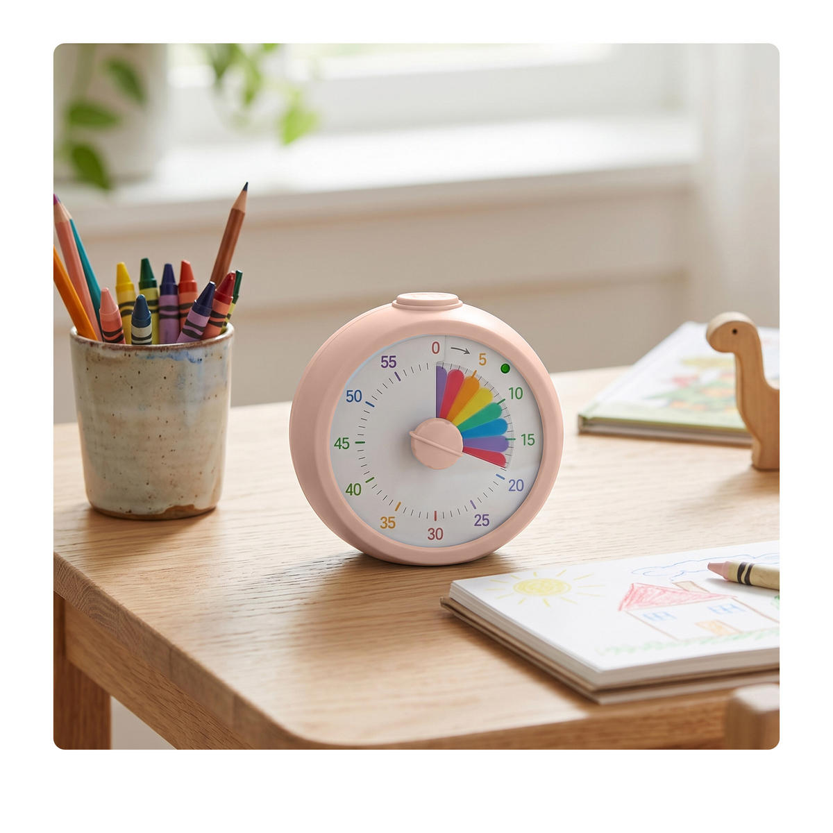 TIMER rosa regnbågsmönster 60 min plast - Pink, Plast (9/9.5/4.5cm) - Relaxdays