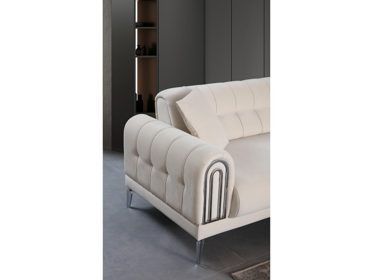 3-SITZER Sofa LEJLA, Creme - Creme, Kunststoff/Textil (235/84/103cm)