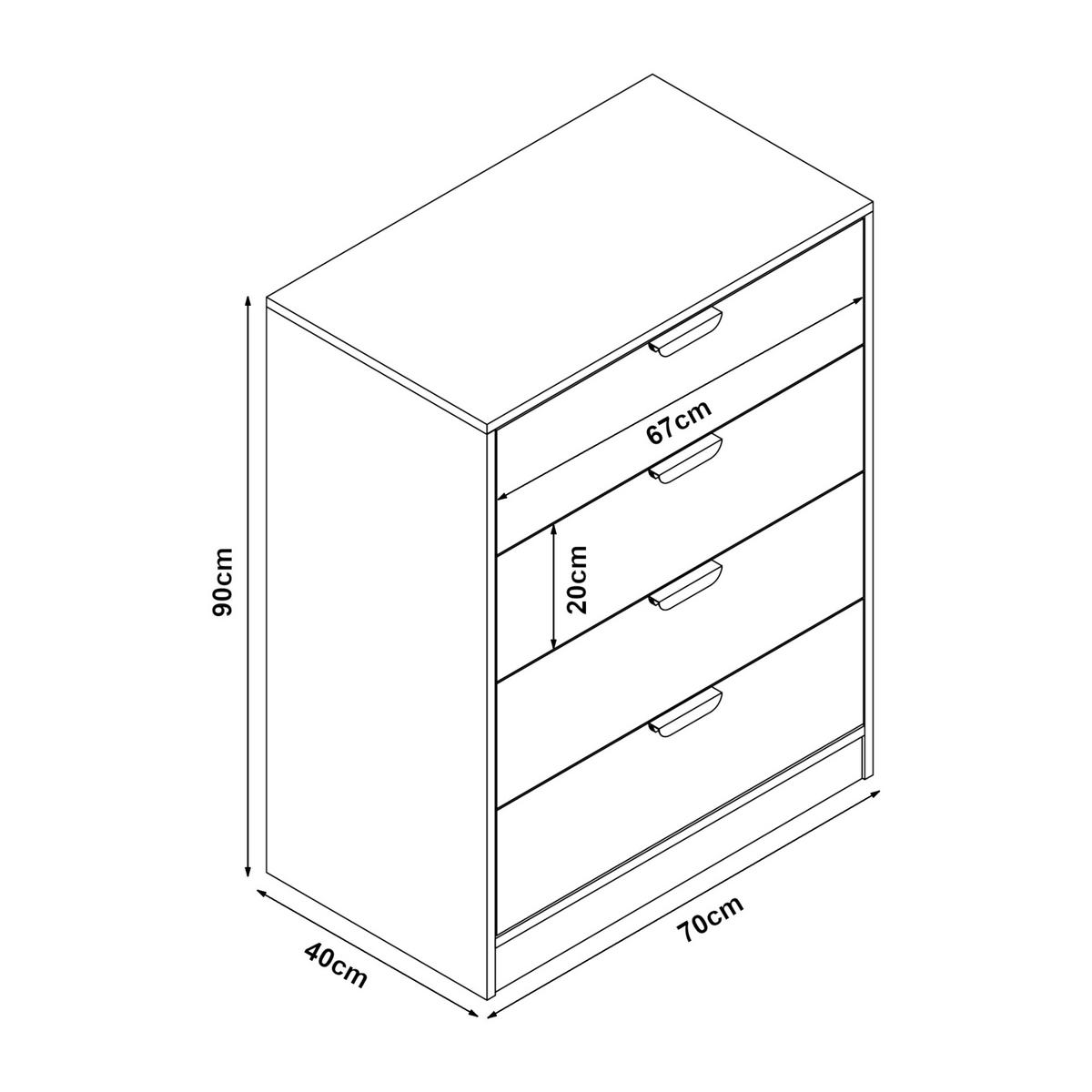 KOMMODE Varkaus - Eichefarben, Holzwerkstoff (70/90/40cm) - [en.casa]