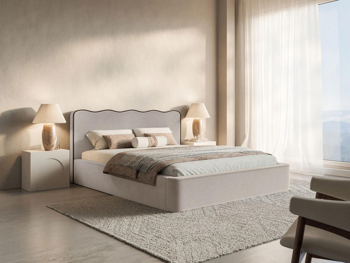 POLSTERBETT Duney Beige Velours 140x200 cm - Beige, Textil (140/200cm) - Selsey