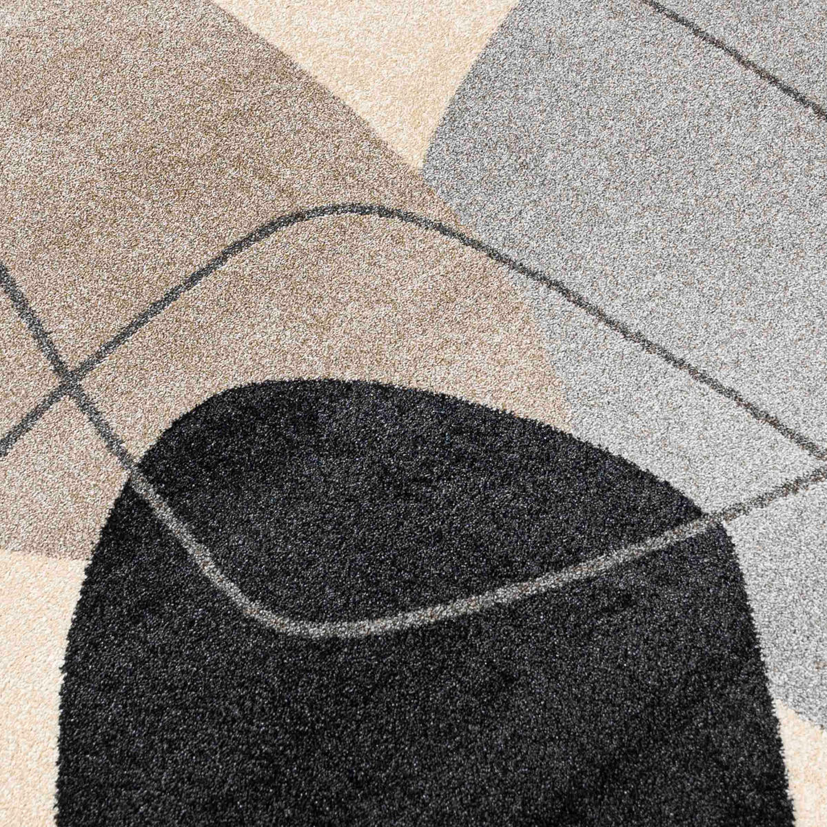TEPPICH Beige Geometrisch In-Outdoor Pflanzlich Kurzflor Rechteckig 160 x 230 cm - Taupe/Schwarz, Textil (160/230cm) - Mazovia