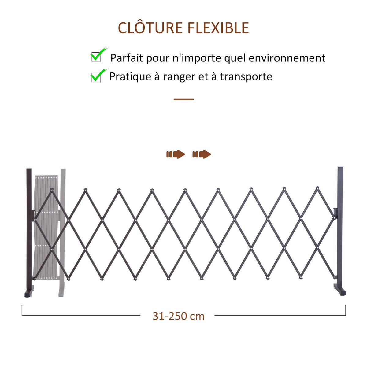 GARTENTOR DE-18042 ausziehbar bis 250 cm Schokoladenbraun - Braun, Metall (31/104cm) - ComfortXL