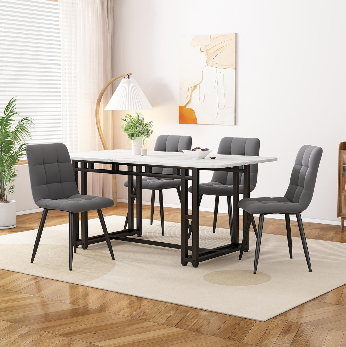 JEDÁLENSKÝ stôl 120 cm MDF čierna/biela s kovovou podnožou - biela, kompozitné drevo (120/70/74cm) - BEAOK