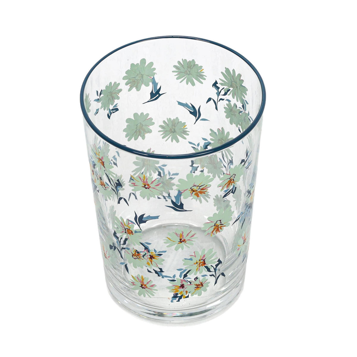 GLAS mit Blumenmuster Blau 510 ml 8,8/8,8/12 cm - Multicolor, Glas (0.51L) - Excellent Houseware