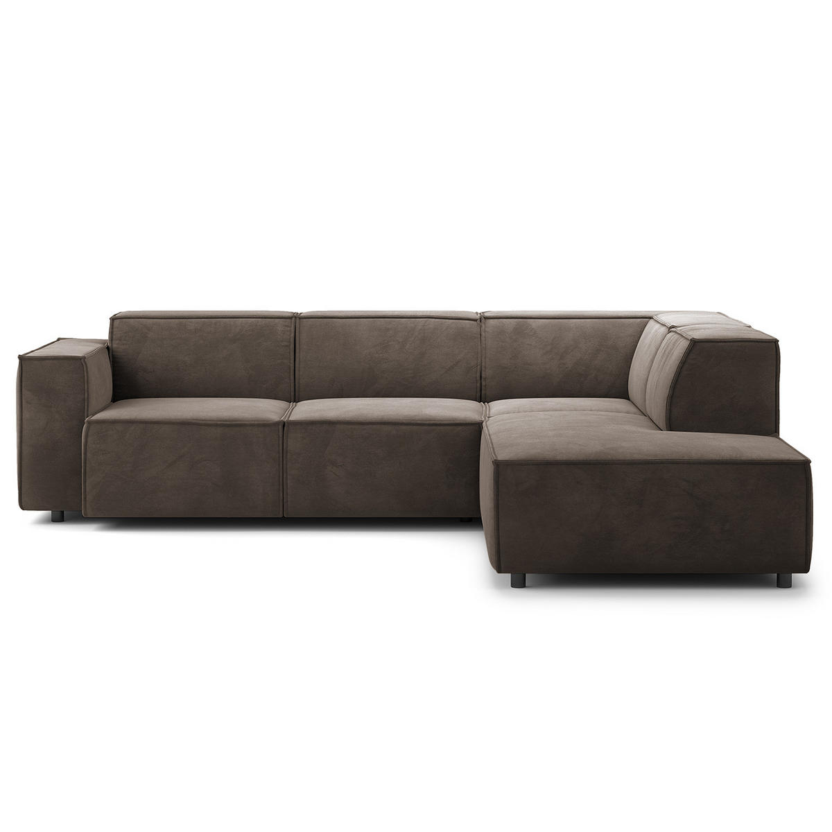 ECKSOFA mit Ottomane - Taupe/Schwarz, Kunststoff/Textil (260/234cm) - home24