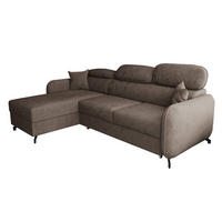 ECKSOFA L Form Ribella 5 Braun 265/180/100 cm Links mit Schlaffunktion - Schwarz/Bronzefarben, Textil/Metall (180/265cm) - AX Living