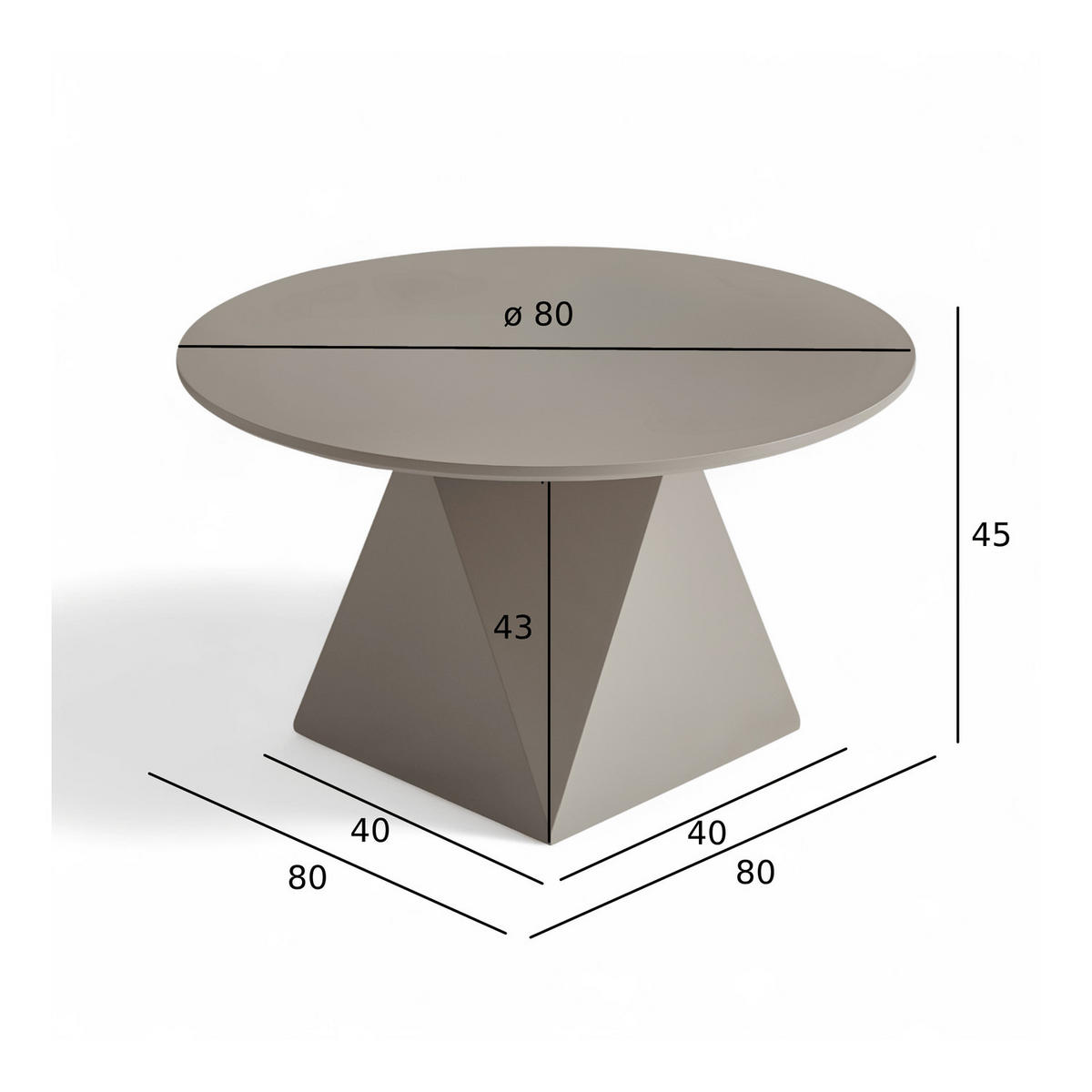 COUCHTISCH rund Beige 80/80/45 cm - Taupe/Graubraun, Holzwerkstoff (80/80/45cm) - Furnhouse
