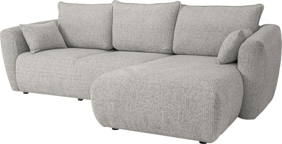 ECKSOFA Fabio mit Bettkasten, Strukturiert Grau 255/165/91 cm - Schwarz/Grau, Textil (165/255cm) - WFL GROUP