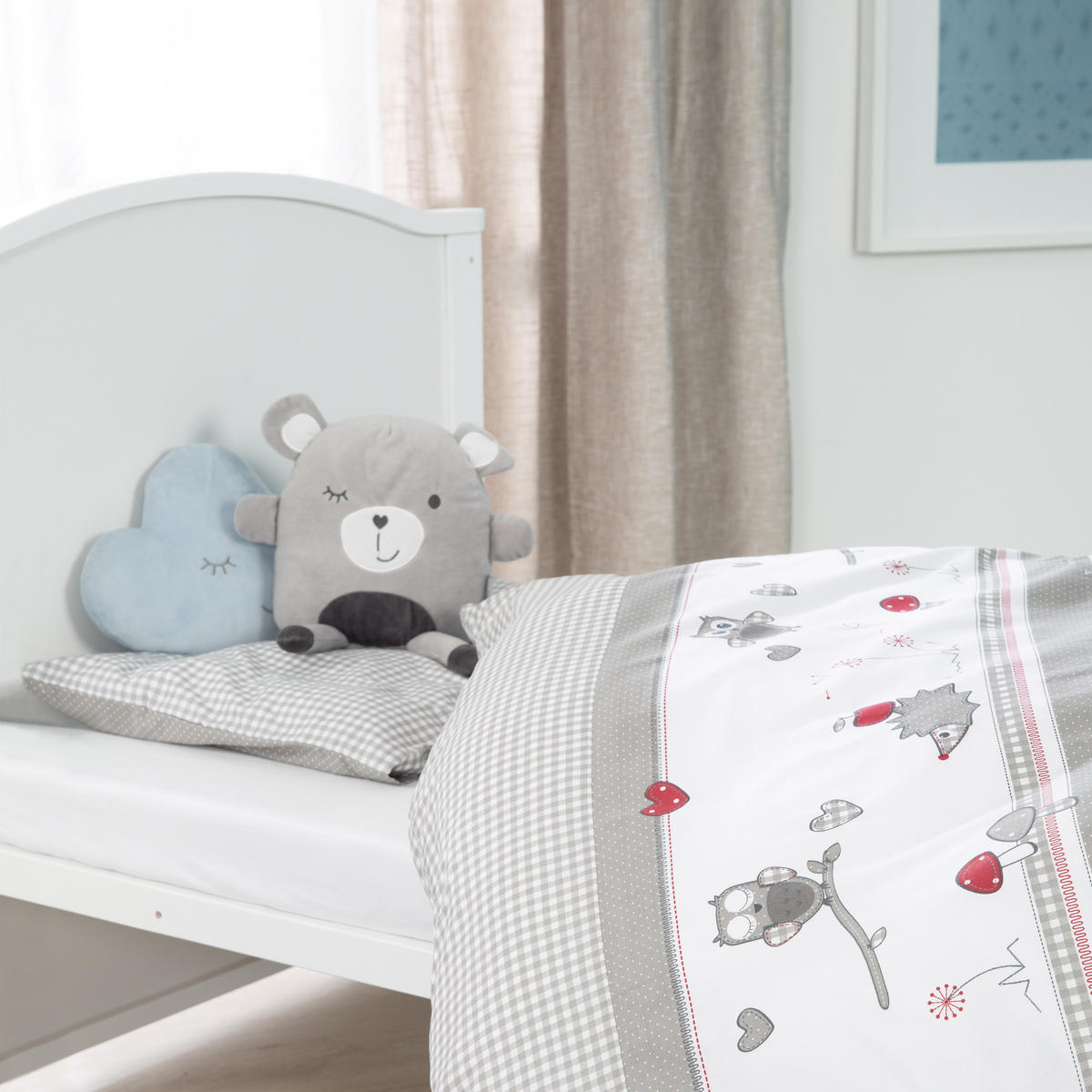 BABYBETT Adam & Eule 70 x 140 cm weiß - Weiß, Holzwerkstoff (70/140cm) - Roba