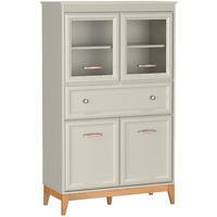 VITRINE Charlott mit 1 Schublade und 4 Türen, mit LED-Beleuchtung - Kaschmir/Eichefarben, Holz/Holzwerkstoff (92/150.5/40.5cm) - Beautysofa