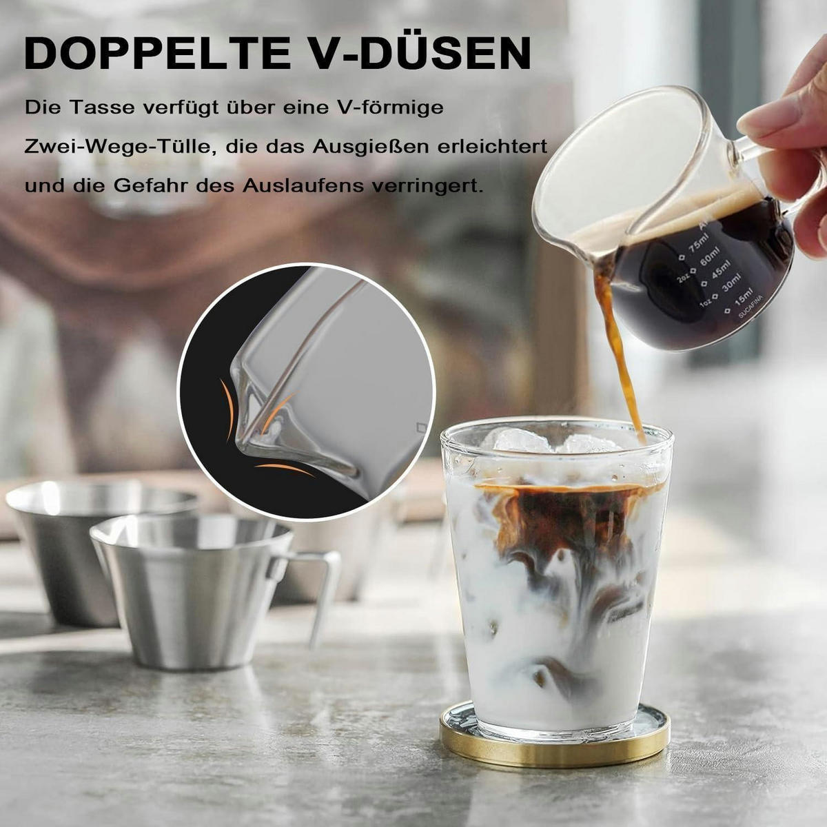 MESSBECHER Glas 100 ml mit Skala - Transparent, Glas (0.1L)
