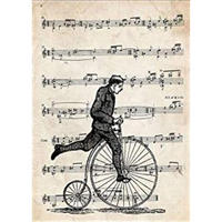 POSTER Hochrad-Fahrradauf Noten. A4 Schwarzer Rahmen - Schwarz, Papier (29.7/5/21cm) - Nacnic