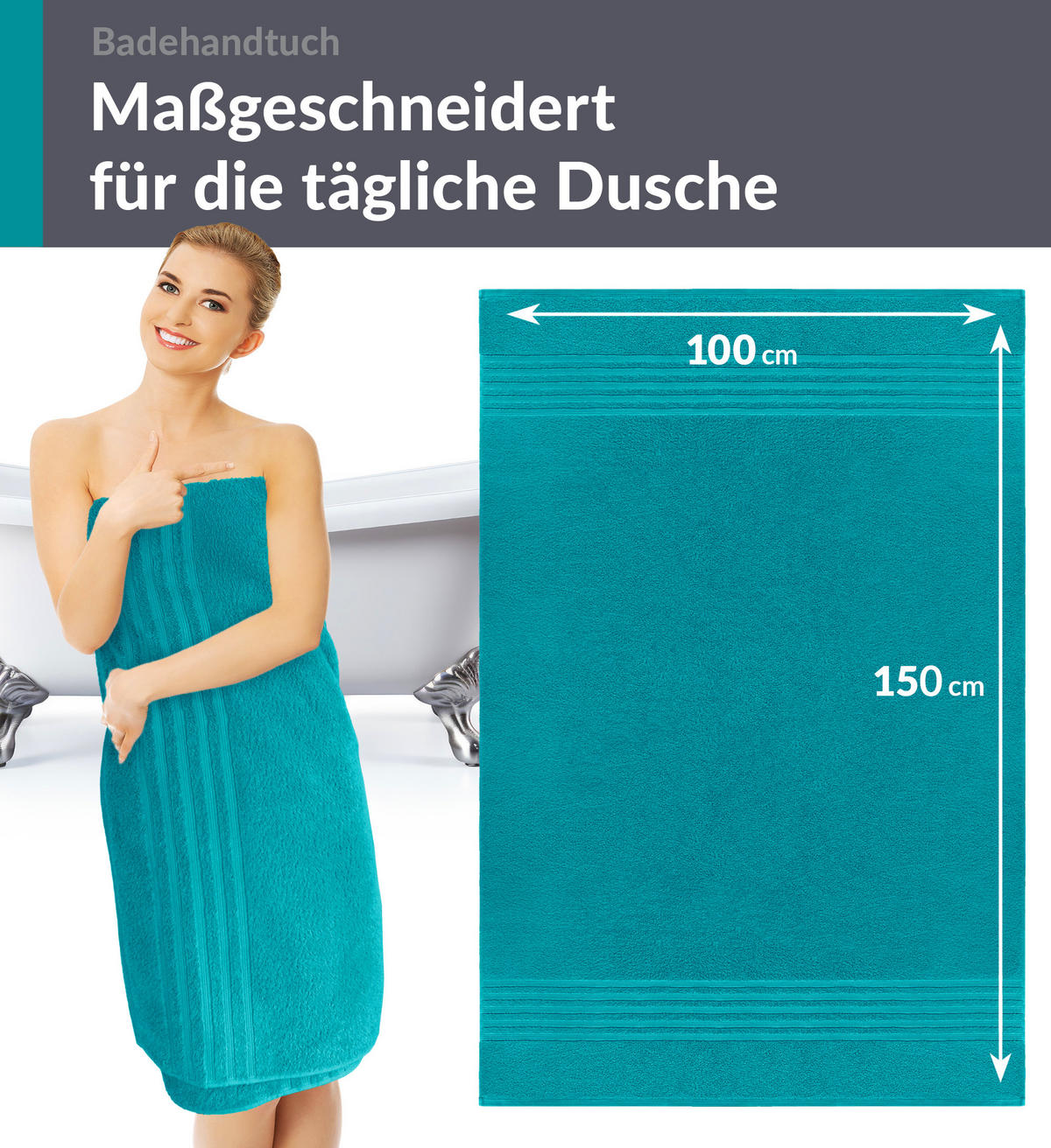 BADETUCH London Nautic Grün 2er Set 100x150 - Smaragdgrün, Textil (100/150cm) - Lashuma