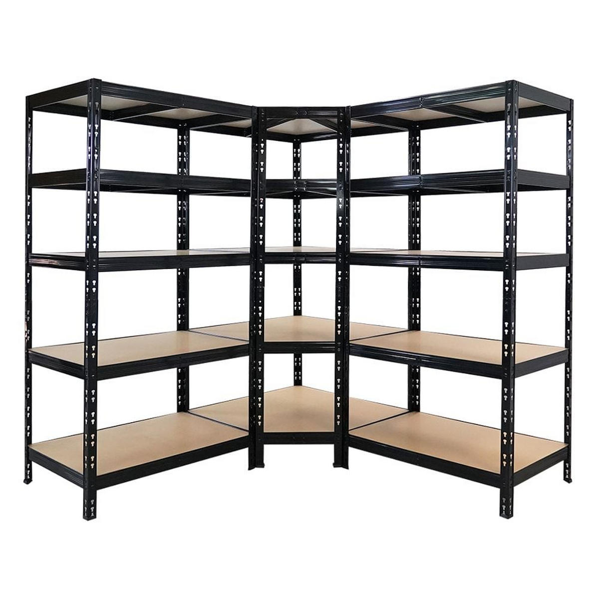 ECKREGAL und 2 Schwerlastregale 180x90x60cm Schwarz - Schwarz, Metall (90/180/60cm) - PROREGAL