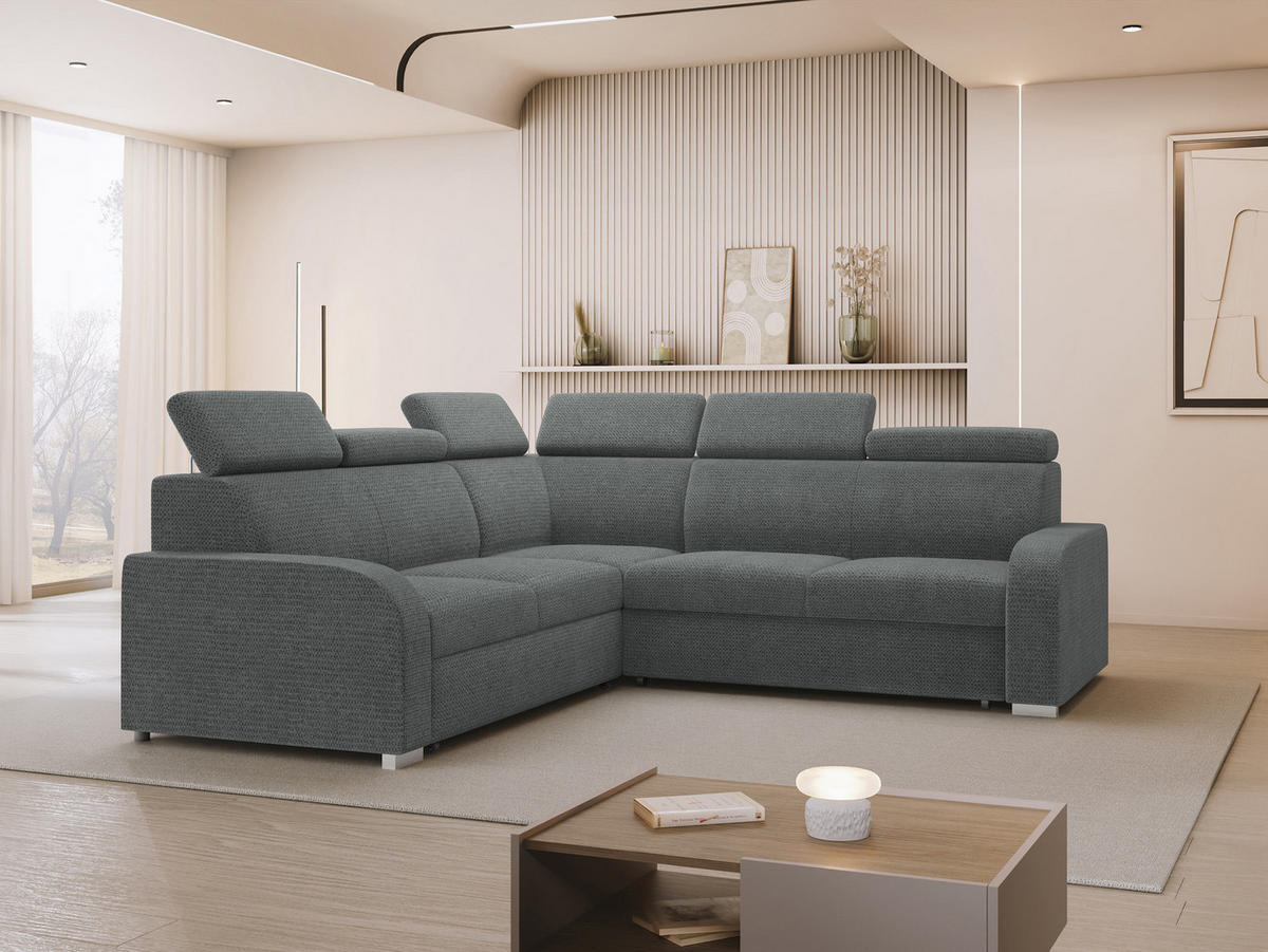 ECKSOFA Oslo 2rR2p - Dunkelgrau/Silberfarben, Holz/Kunststoff (250/250cm) - MIRJAN24