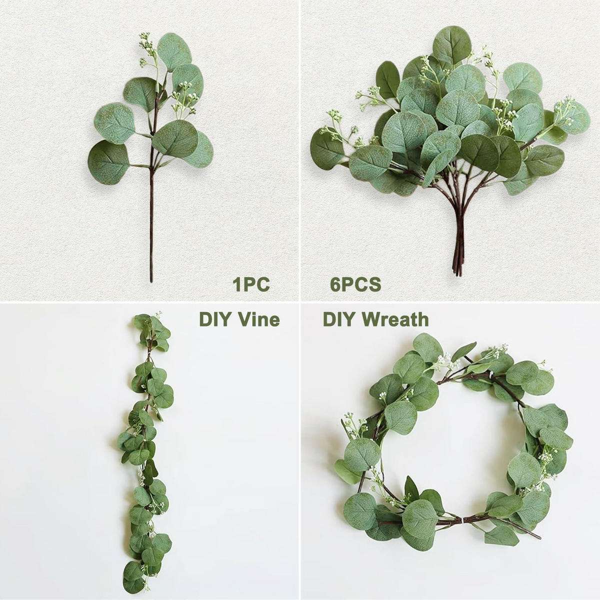 KÜNSTLICHE Pflanzen Eukalyptus 12-teiliges Set 28 cm - Grün, Kunststoff (5cm)