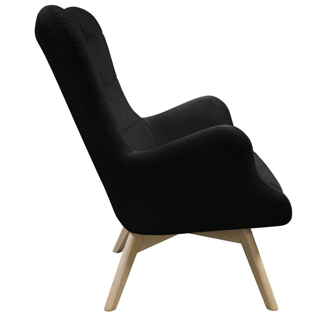 SESSEL SAND mit Buchenbeinen - Buchefarben/Schwarz, Textil (80/105/86cm) - Lookway